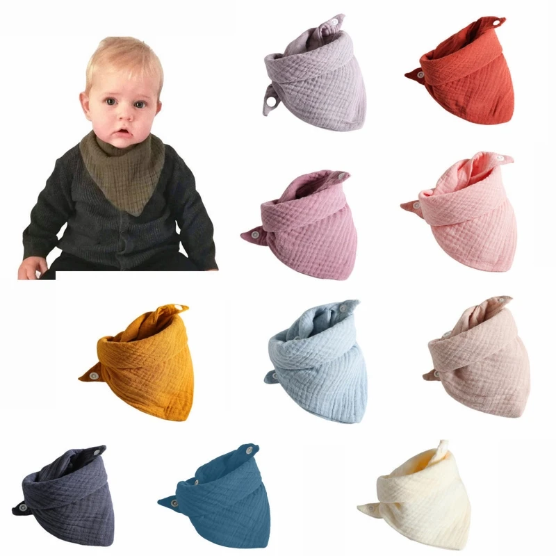 Bavoirs d'alimentation pour bébé, serviette salive pour foulards triangulaires, Bandana en coton doux, bouton-pression Burp 3