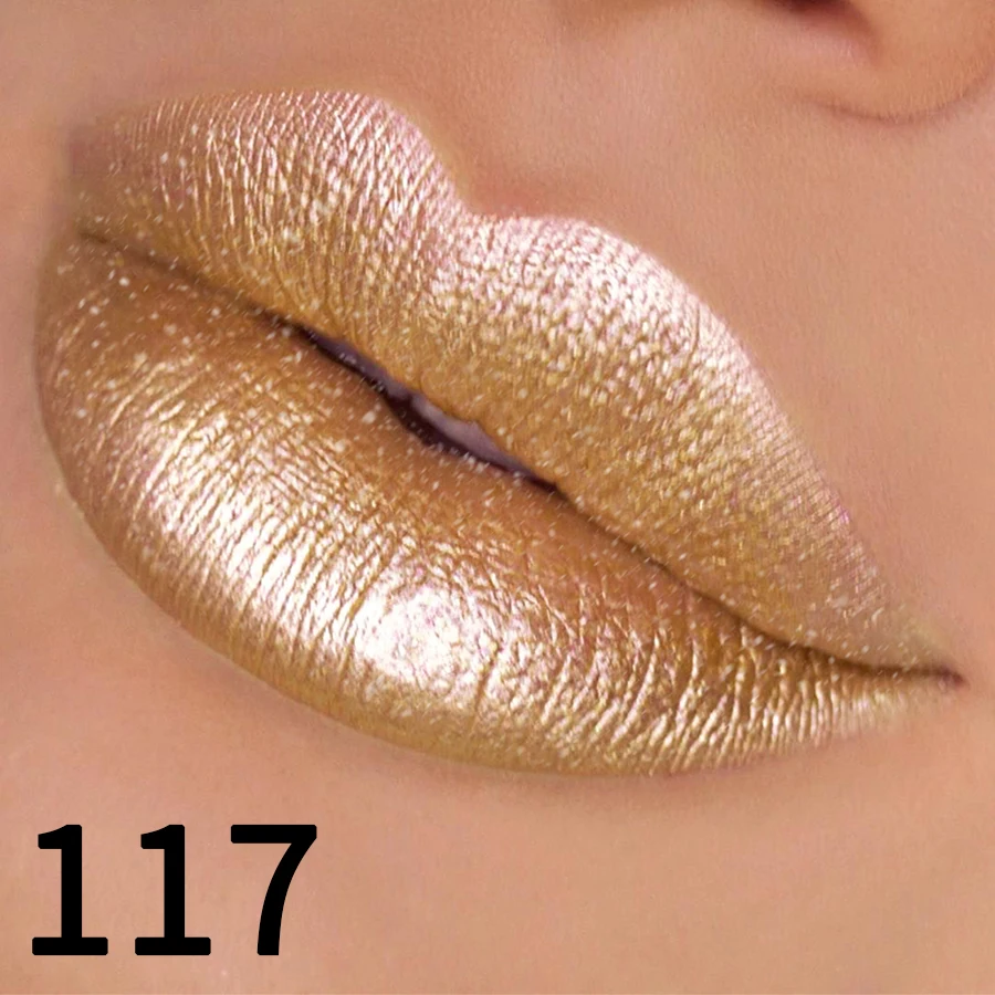 19 Farben Glitzer-Lippenstift, feuchtigkeitsspendender, rot-rosa, glitzernder, glänzender Lippenfarbe, hochpigmentierte Lippentönung, Lippen-Make-up mit metallischem Finish
