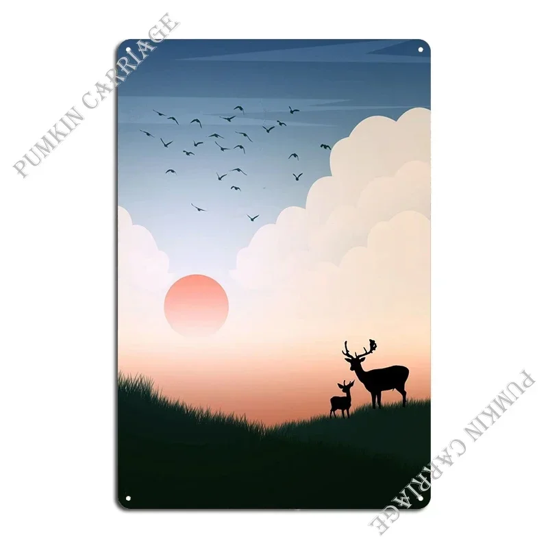 Silhoutte Deer Vector Metal Sign Garage Retro Customize Plaques Pub Tin Sign Poster