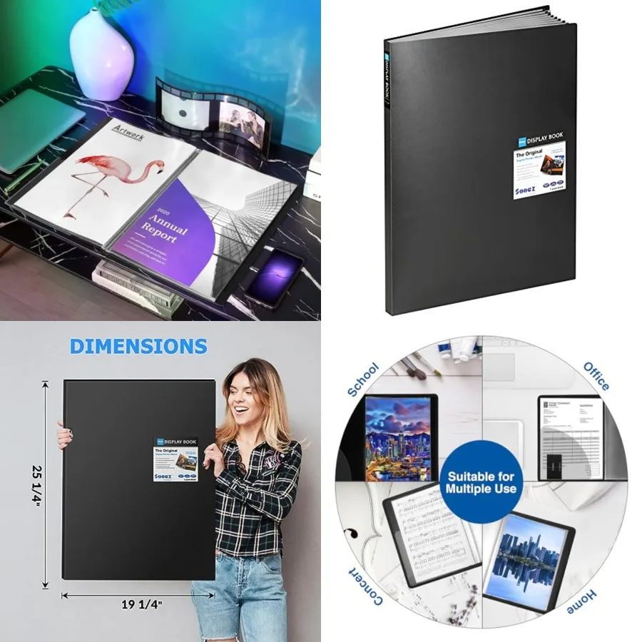 

Heavy Duty Binder with Plastic Sleeves 18"x24" Portfolio Folder with 30 Clear Sheet Protectors Display 60 Pages Presentation Bo