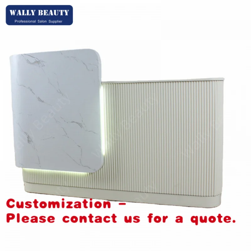 

Customize.Wallybeauty Beauty Spa Gold Front Desk Salon White Reception Desk