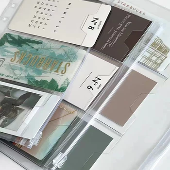 6-Loch-Binder-Tasche, durchsichtige PVC-Tasche, Notiz-Visitenkartenbuch, lose Blätter, Reißverschlusstasche, Tagebuch, A5, A6, Tasche, Karten-Aufbewahrungstasche