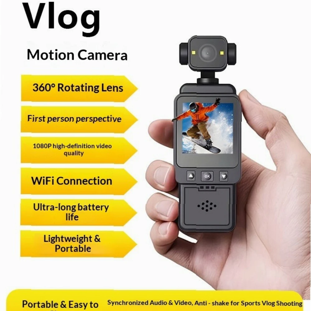 

Portable Sports Camera Handheld Gimbal for Running Vlogging HD Body Mount Video Recorder