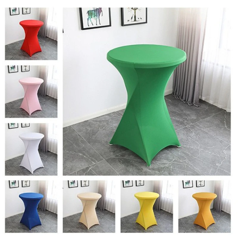 

Premium Elastic Table Cover for Wedding Banquet Hotel Cocktail High Bar Decoration Stretchable Wholesale Pure Color Party