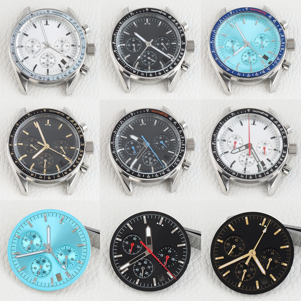 40mm Silver VK63 Case Men's Watch Accessory FIT VK63 Quartz Movement 32.5mm Luminous Dial Hands VK63 Watch Face Watches Parts