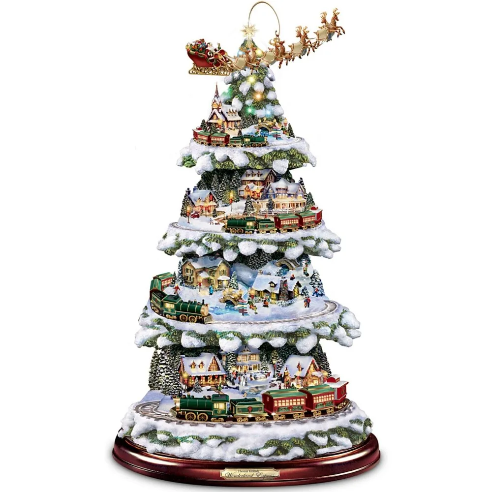 

Thomas Kinkade Animated Tabletop Christmas Tree with Train: Wonderland Express