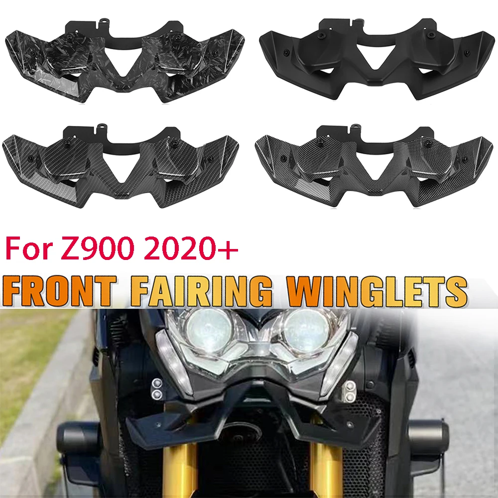 Front Spoiler Z900 Frontal Naked Downforce Spoilers Winglet Wing Deflector Beak Nose Cone Extender  For KAWASAKI Z 900 2020-2024