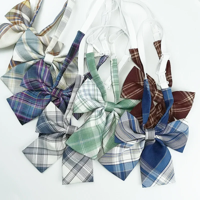 Women Collar Plaid Striped JK Bow Tie Ladies Bow Tie School Shirt Accessories for Girls