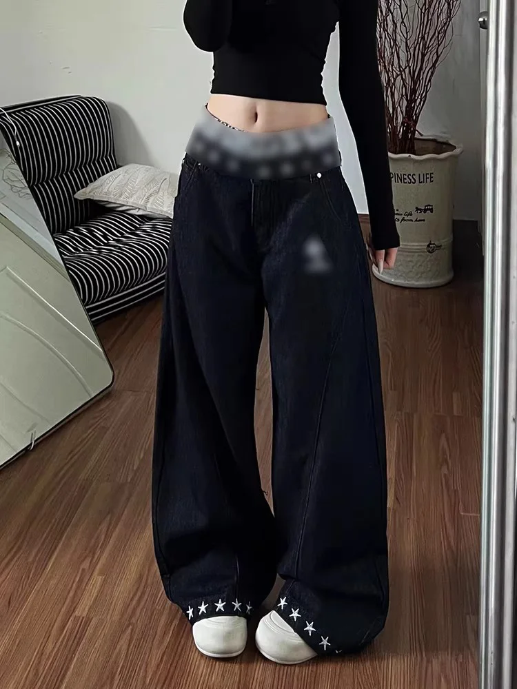 

Женские сексуальные джинсы с леопардовым принтом в американском стиле High Street в стиле пэчворк, джинсы длиной до пола, брюки