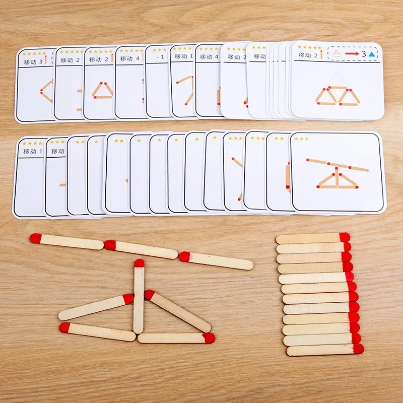 Montessori Matches Puzzels Spel Houten Speelgoed DIY Wiskunde Geometrie Bordspel Denken Match Logica Training Educatief Speelgoed voor Kinderen