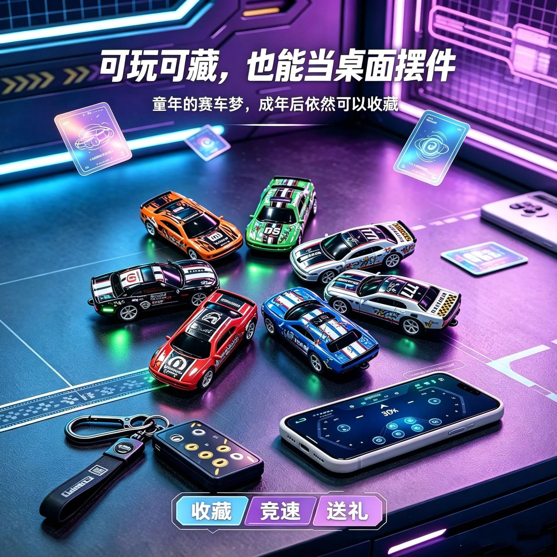 New Mini Alloy Remote Control Off Road Vehicle Car Keychain Remote Control Car Mobile Phone Desktop Children's Toy Festival Gift