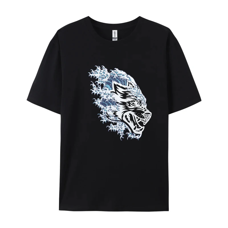 Basic T-Shirt Wolves Big Print Cotton Mens T S Men T Shirts 2024 New Labor Day Short Sleeve T-Shirt For Men