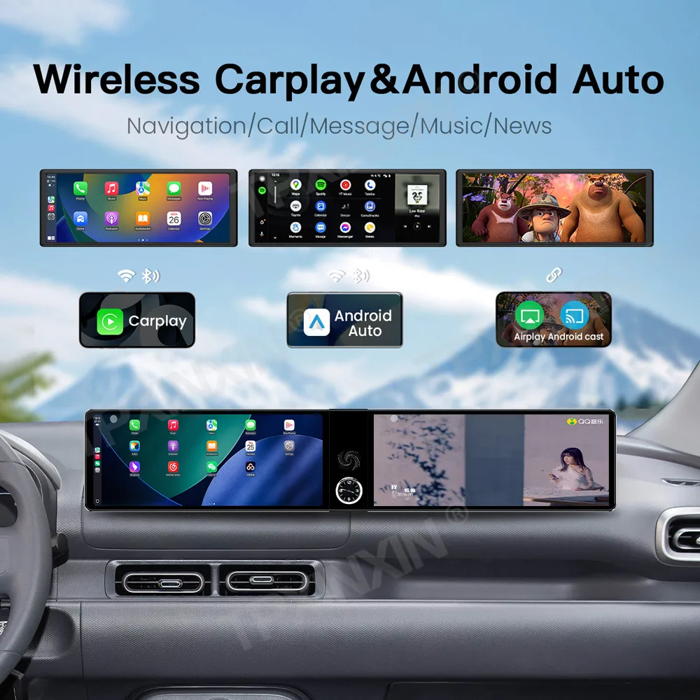 

12.3'' Dual Screen Car Radio For SGMW Wuling Hongguang EV 2025 Car Multimedia Video Player Stereo GPS Navigation Carplay Unit 4G