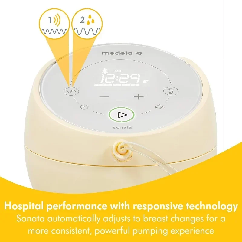 NEW.Sonata Smart Breast Pump, Hospital Performance Double Electric Breastpump, Rechargeable, Flex Breast Shields, Touch Screen