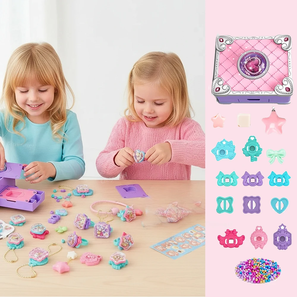 Chriyungel DIY Sieraden Maken Kit voor Meisjes 3D Magische Armbanden Ringen Sleutelhangers Creatieve Craft Box Set Kerst Verjaardagscadeau voor Kid
