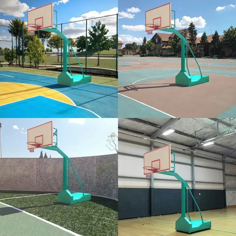Custom Outdoor Portable Basketball Hoop Adjustable Base Steel SMC Board Building 5 Year Warranty Court Equipment