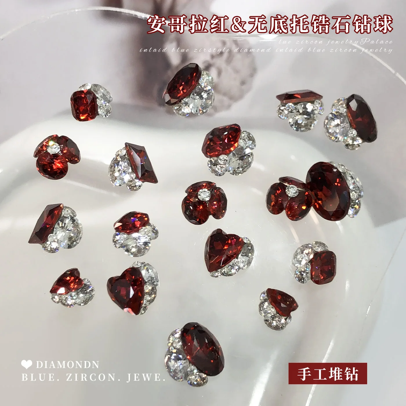 5 قطعة الدم الأحمر مسمار الفن حجر الراين كومة السحر مكدسة كريستال الماس جوهرة اكسسوارات ل الأظافر الديكور Manciure لوازم