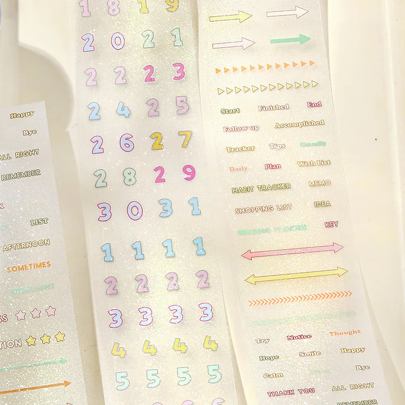 50mm * 3m Kawaii Ins Pixel Flash Sand Die Cutting Stickers DIY Diary Scrapbook Phone Case Decoration Material Cute Stickers