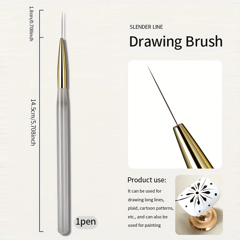 Pennello da disegno per nail art con linea sottile, penna per nail art di precisione per modelli e linee intricati, strumento professionale per unghie per l'inverno