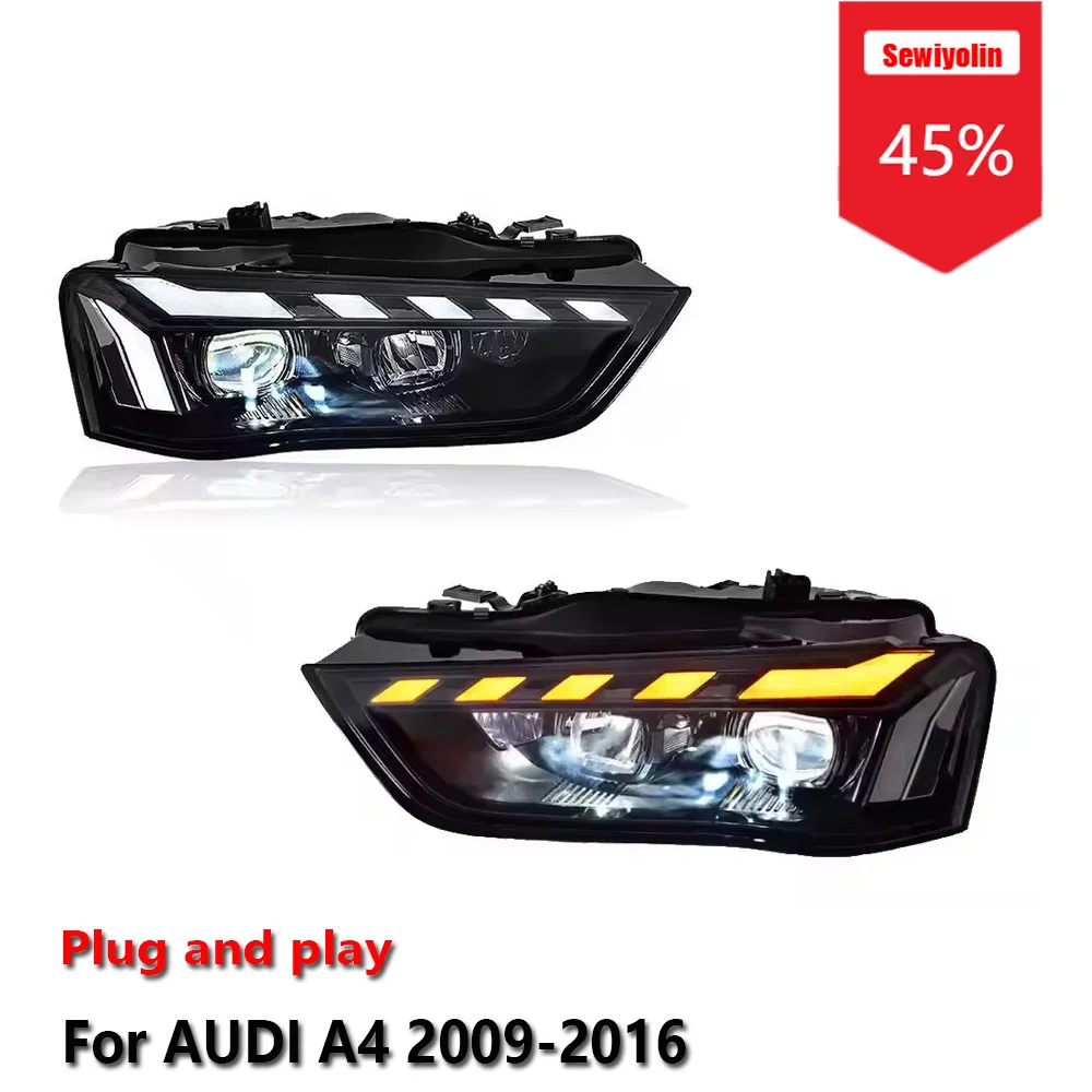 

Sewiyolin Car LED Headlights Assemblies for Audi A4 B8 B8.5 DRL 2013-2016 Modified Head Lamp S4 Projector Lens Plug and Play