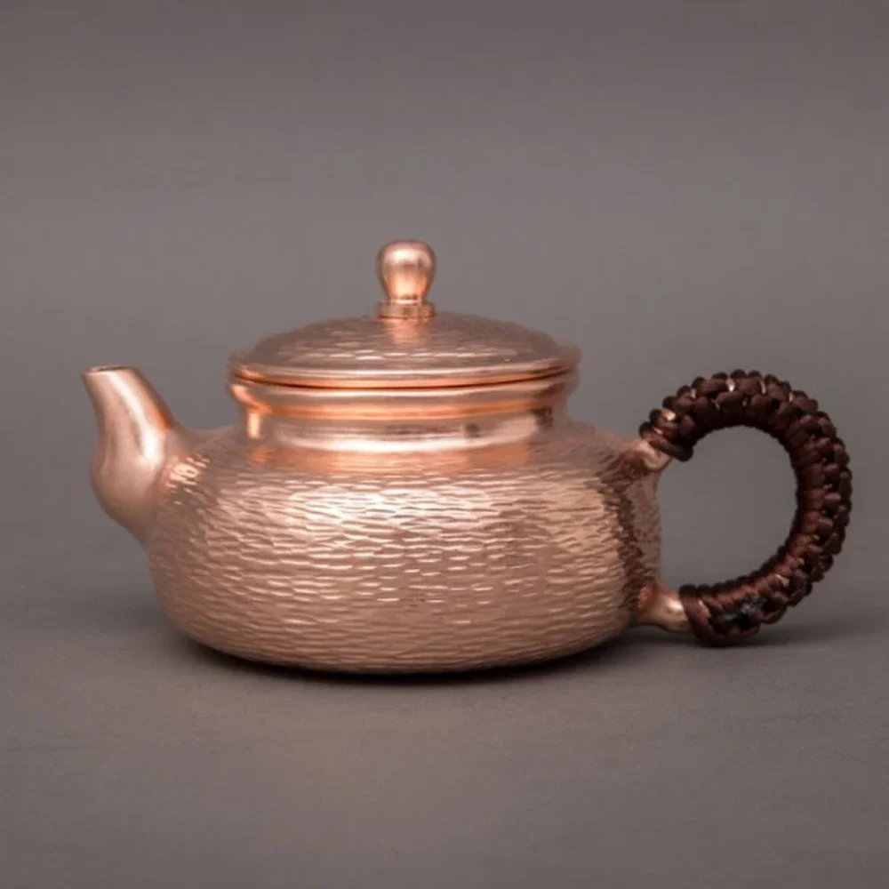 Handmade purple copper handle pot, Pure copper boiling kettle, Household healthy tea kettle, Tea table decorations, 300ml