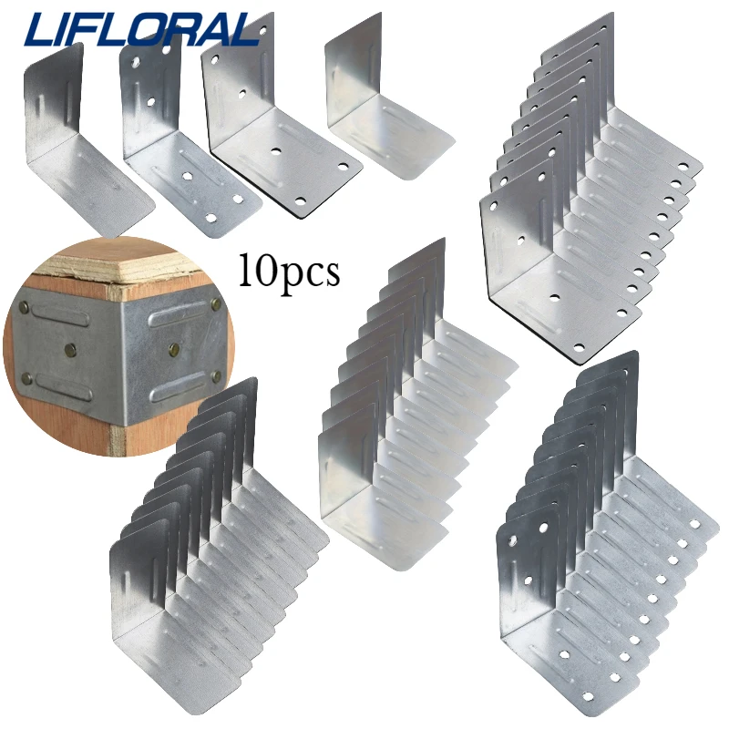 

10pcs Brackets Flat Corner Brace Plates Metal Repair Stainless Steel Plates Wood Connector Fixing Brackets Shelves Heavy
