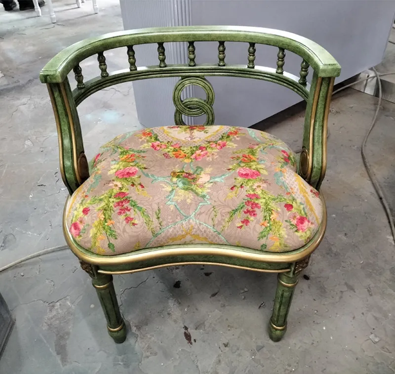 Golden emerald balcony small round table coffee table  solid wood single sofa casual table and chair combination