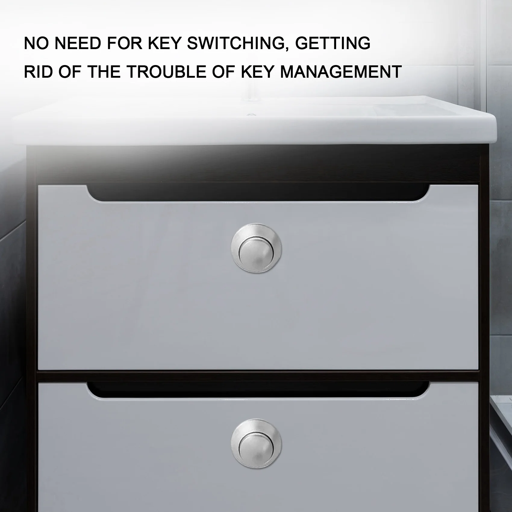 AK51-10 Pcs Push Button Keyless Lock Latch Cupboard Caravan Lock For RV Drawer Cabinet Doors Thickness 15-27Mm