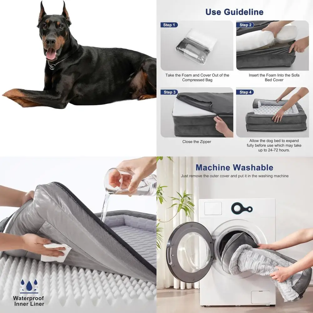 

Очень большая лежанка для собак размера XL — водонепроницаемая, удобная лежанка-диван из пены со съемным, моющимся чехлом и нескользящим основанием