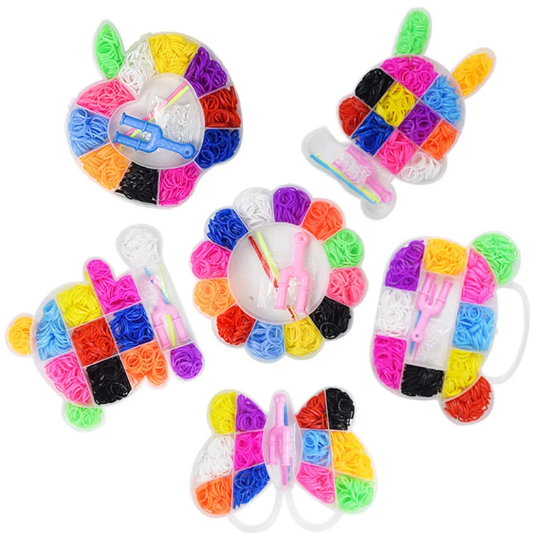 600pcs Rubber Bands Girl Gift for Children Elastic Band for Weaving Lacing Bracelet Toy Gum for Bracelets Diy Material Set