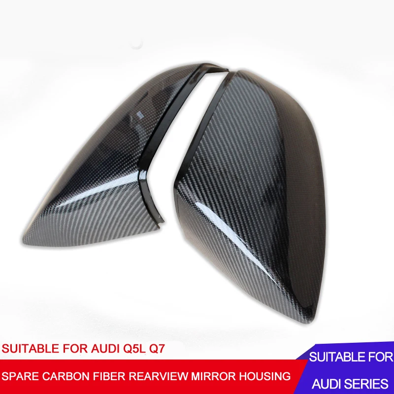

For Audi Q5L Q7 Rearview Mirror Carbon Fiber 1 Pair Replace Type Carbon Fiber Cover Ox Horn Shape Mirror Parts