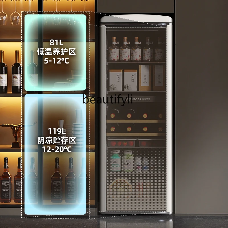 Barretta di ghiaccio a doppia temperatura, armadietto per vino per bevande domestiche, frigorifero da ufficio retrò di fascia alta, frigorifero