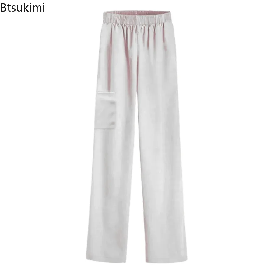 High Quality Solid Color Loose Medical Scrubs Work Pants Unisex Multicolor Elastic Waist Veterinary Dental Work Uniform Bottoms