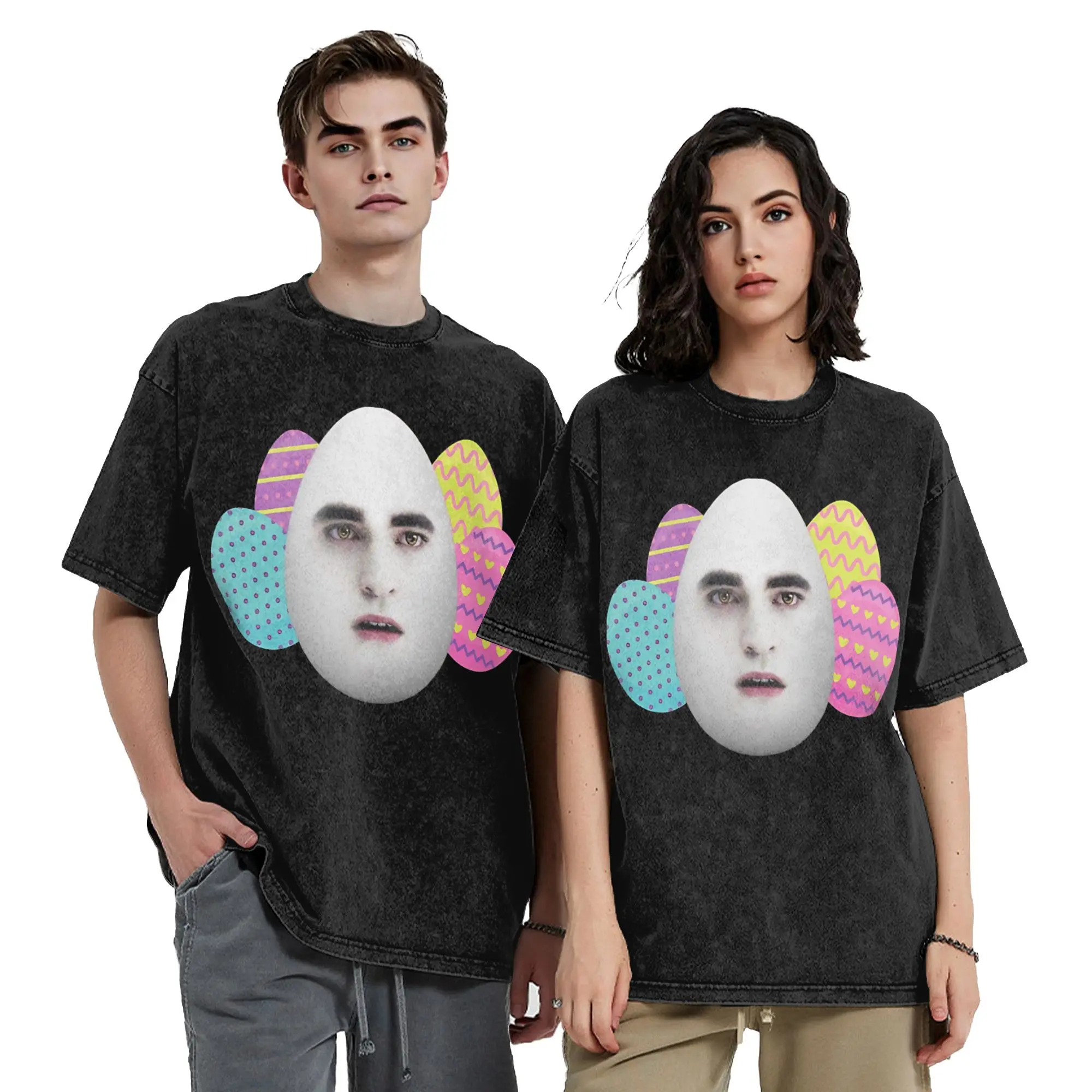 Washed T Shirt Easter Eggward Funny Meme Hip Hop Casual T-Shirts Street Twilight Edward Cullen Printed Tops Tee Shirt Men Women