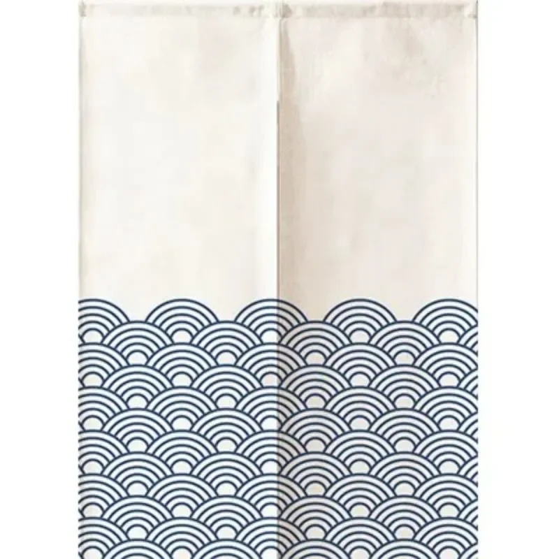 Japanese Wave-Patterned Door Curtain, Half-Length Wave-Patterned Door Curtain, Kitchen Privacy Door Curtain, Home Decor