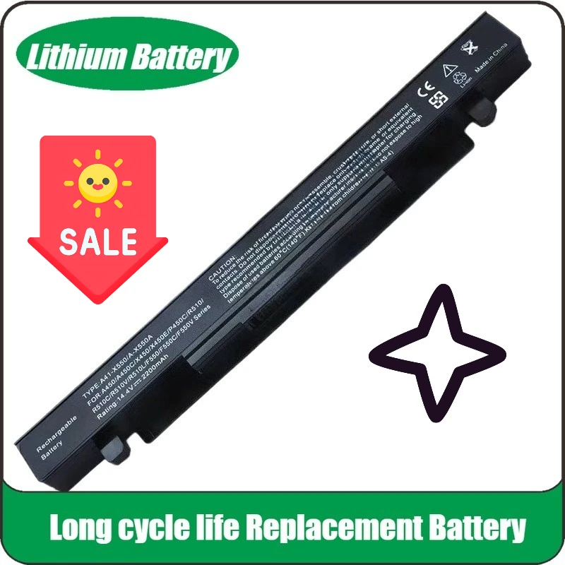 

New 14.4V 2200mAh A41-X550A Laptop Battery for ASUS A41-X550 X550V X450C X550CA X452EA X452C X450 X550 X550C X550B Li-Polymer