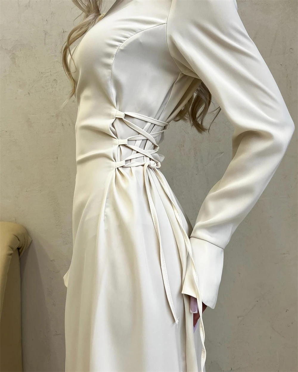 

Customized Evening Dress Evening Dress Classic Jersey O-Neck Long Sleeves Prom Gowns Elegant A-Line Tea Length Party Dresses