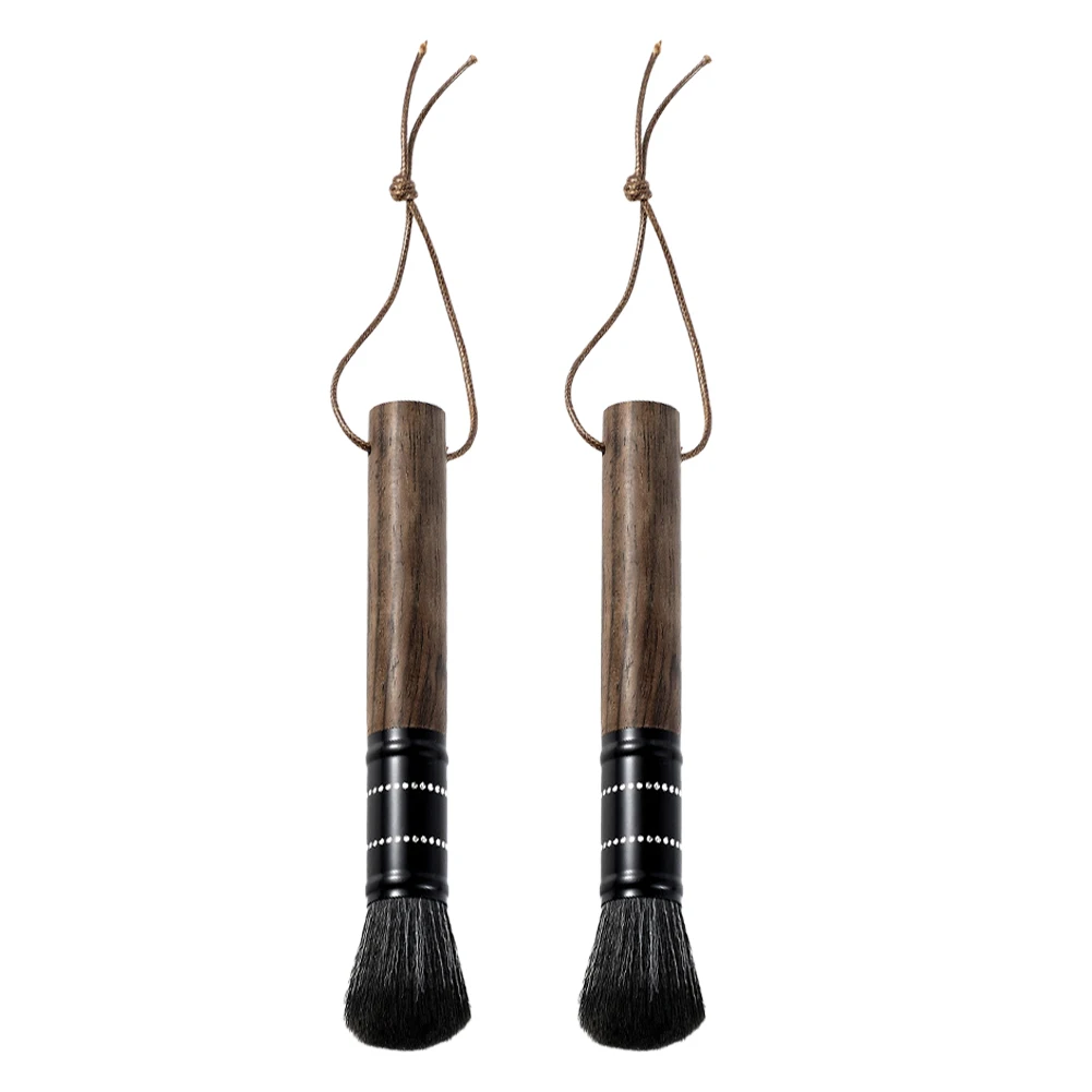 

2PCS Coffee Grinder Cleaning Brush Set With Walnut Handle Tea Tray Cleaning Brush Coffee Machine Small Brush Gadgets