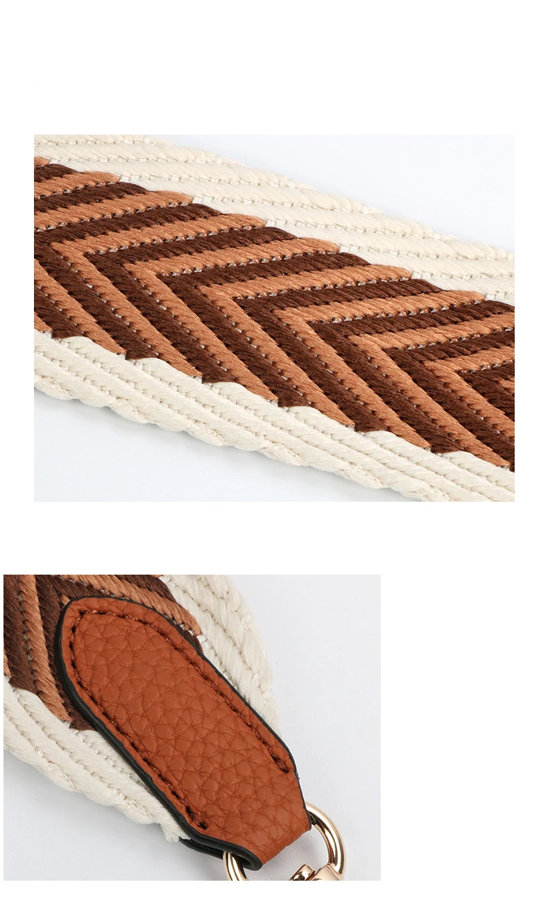 5cm Colorful Striped Wallet Accessory Polyester Cotton Bag Chain Replacement Wallet Shoulder Strap Crossbody Strap