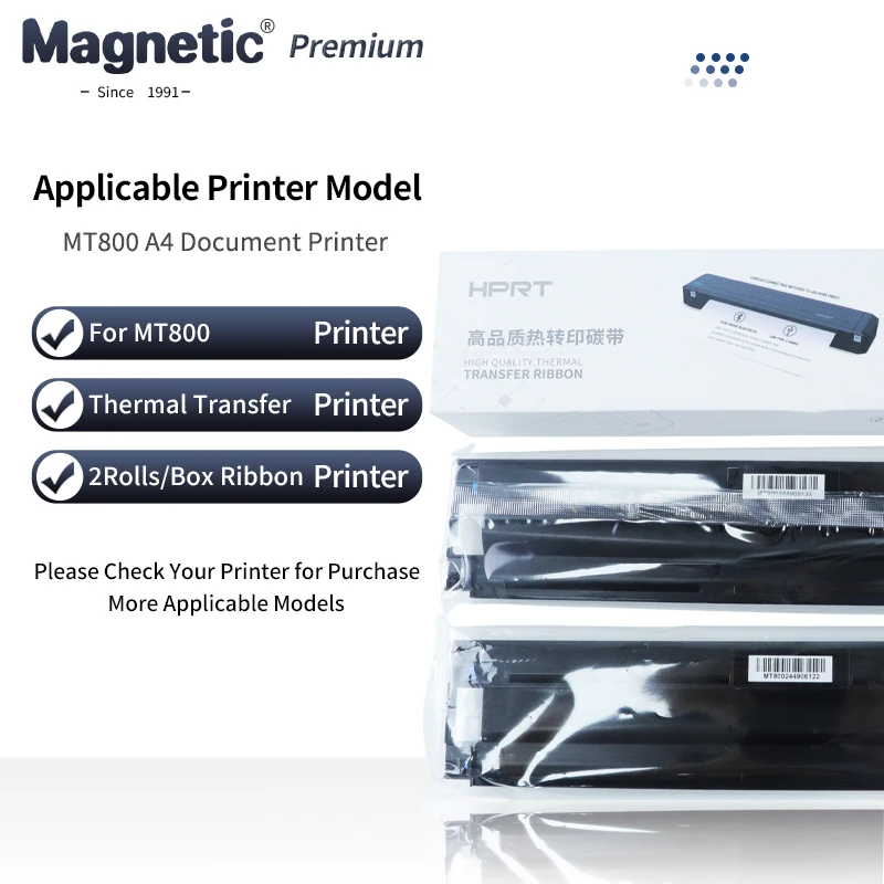 

Портативный принтер для документов MT800 A4, расходные материалы, картриджи, специальная термопереносная лента, 2 рулона в коробке для принтера MT800