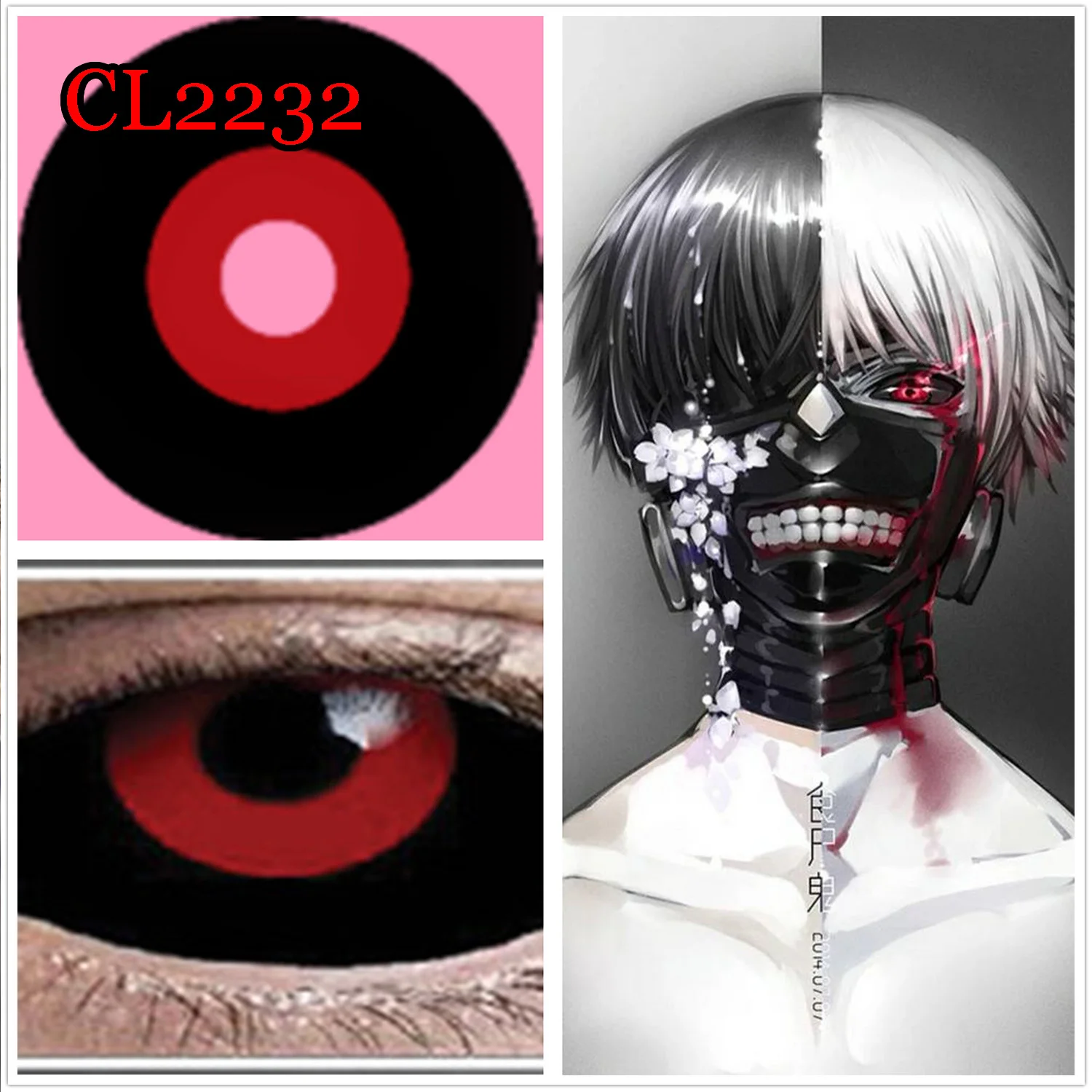 22mm Full Eye Colored Sclera Contacts Lenses Plano Halloween Anime Accessories CL2233