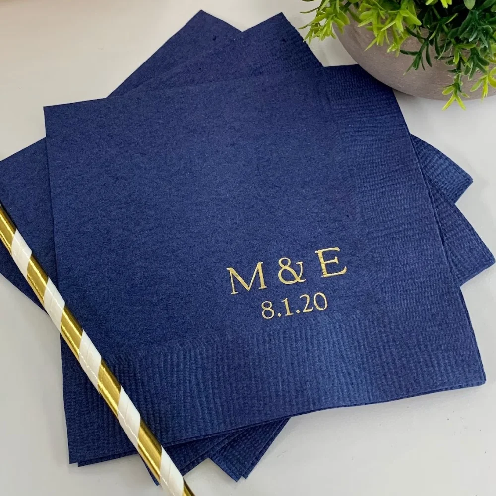 

50pcs Personalized Napkins Personalized Napkins Wedding Personalized Cocktail Beverage Paper Anniversary Party Monogram Custom