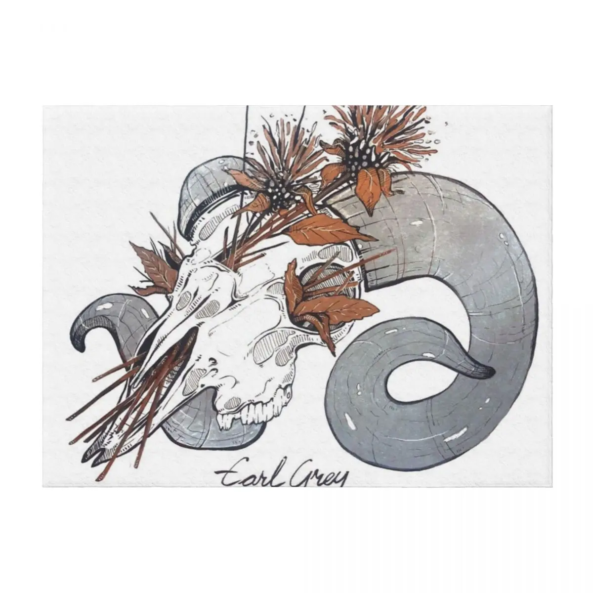 

MorbidiTea - Earl Grey with Ram Skull Throw Blanket Decorative Throw Large Sleeping Bag Blankets