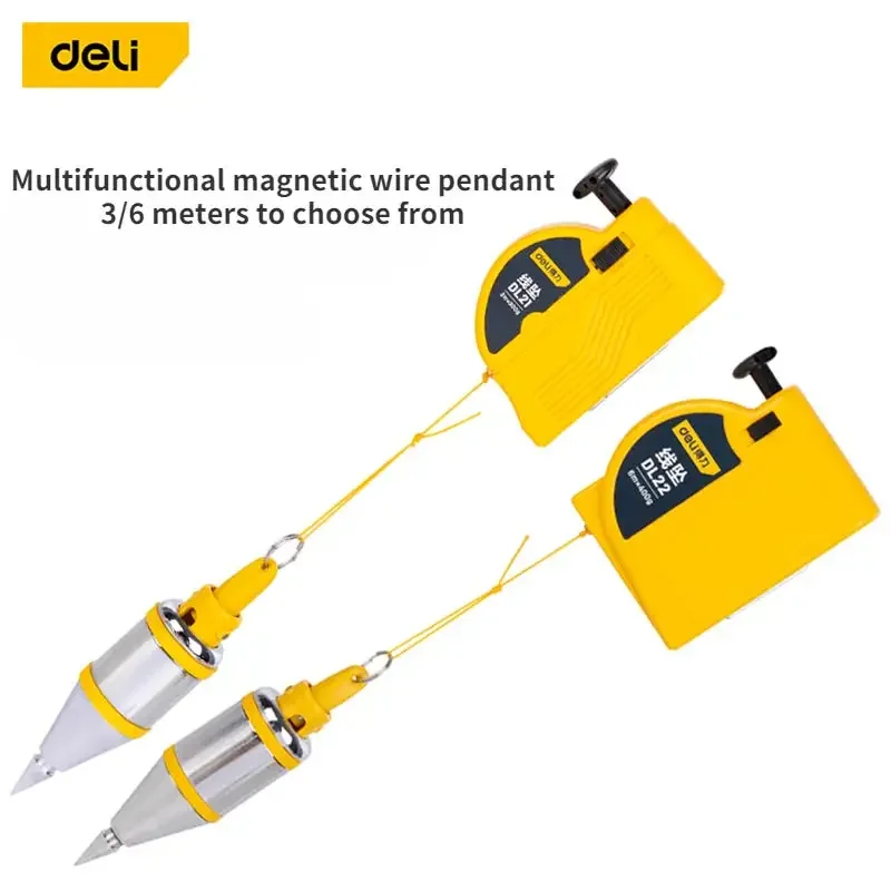 Magnetic Plumb Bob Setter Leveling Test 3/6 Meter Verticalit Measuring Tool Retractable Line Reel Hanging Wire Hammer Hand Tools