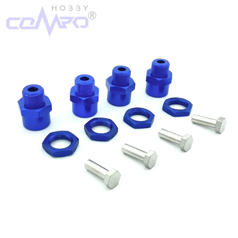

4Pcs Aluminum Alloy Hex Adapter 12mm To 17mm Wheel Hex Hubs Adapter Extension Conversion Nuts for 1/10 RC Car Upgrade 1/8 Tires