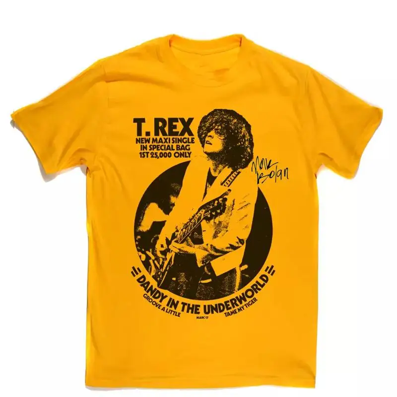 قميص مارك بولان تي ريكس من القطن الثقيل باللون الذهبي S 5XL