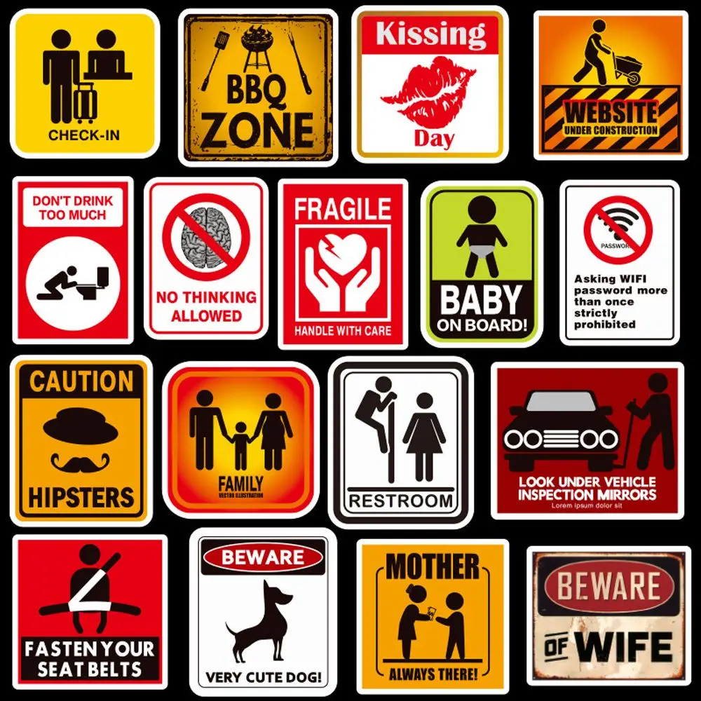 Car Sticker Motorcycle Laptop Decor Sticker Stationery Sticker Signs Stickers Graffiti Sticker Danger Warning Banning Reminder