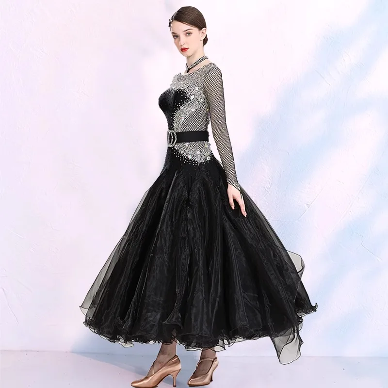 2025 Nieuwe Custom High End Vrouw Moderne Dans Jurk Ballroom Danswedstrijd Wals Prestaties Kleding Ballroom Dans Jurk