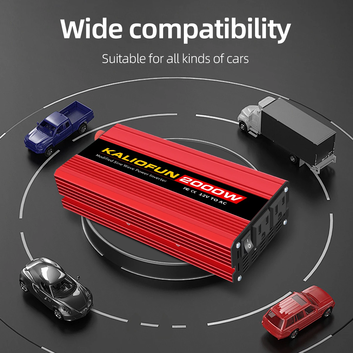 KALIOFUN 1500 واط/2000 واط/2500 واط/3000 واط تعديل موجة جيبية عاكس الطاقة 12 فولت إلى 110 فولت العالمي سيارة متعددة حماية الطوارئ