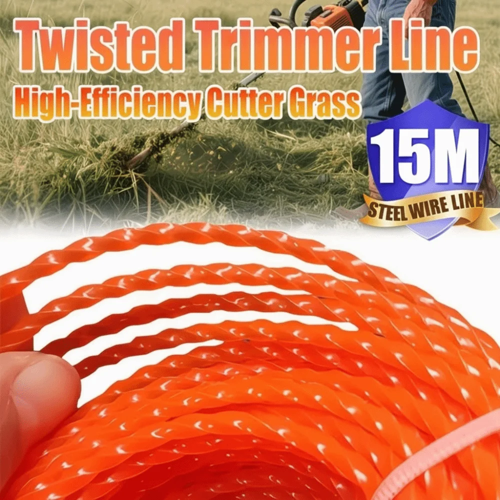 Professional 15m Length Trimmer Line 2.4mm 2.7mm 3mm Diameter Nylon Material Grass Trimmer Rope Mowing Wire Professional Use